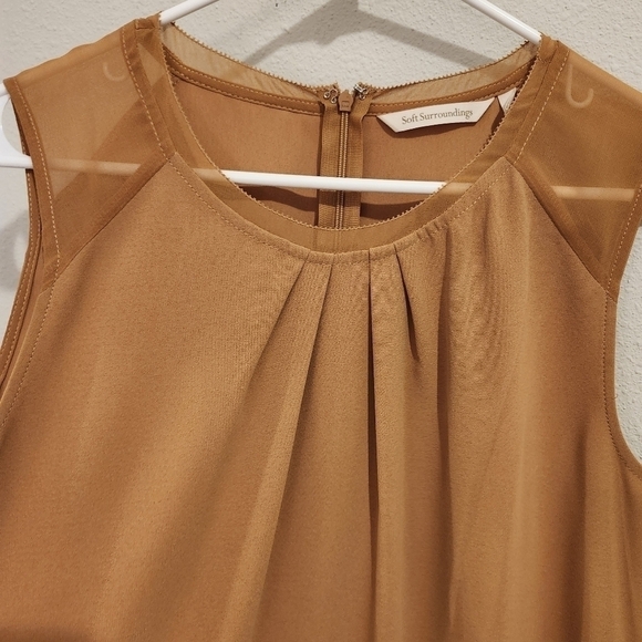 SOFT SURROUNDINGS Deep Tan Sheer Shoulders Tank Brand New! Size Medium - Picture 4 of 8